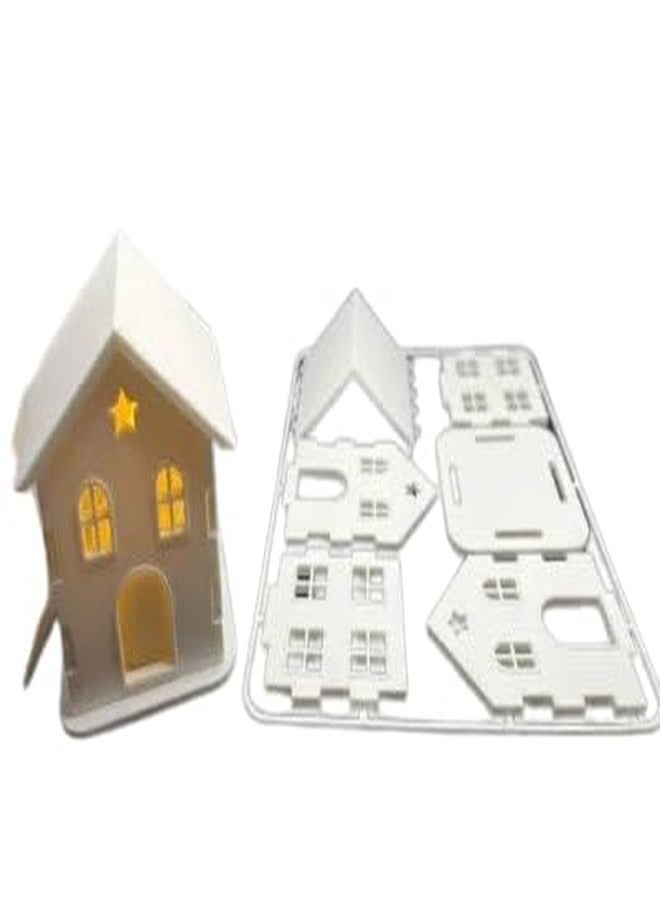 Beoals 3D DIY House Puzzle with LED Light, White Assembly Kit - Image 1